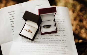 Wedding rings in their boxes