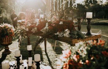 Candlelit outdoor reception