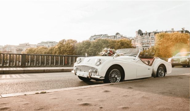 Vintage wedding car